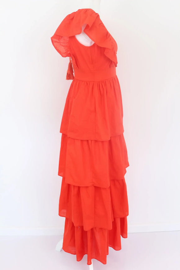 Orange tiered maxi dress