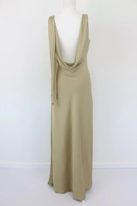 Green satin maxi dress - 0