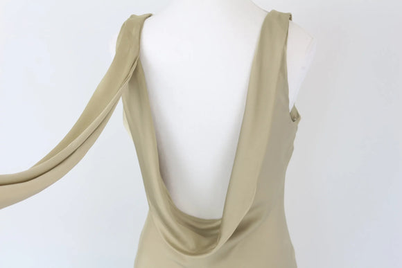 Green satin maxi dress