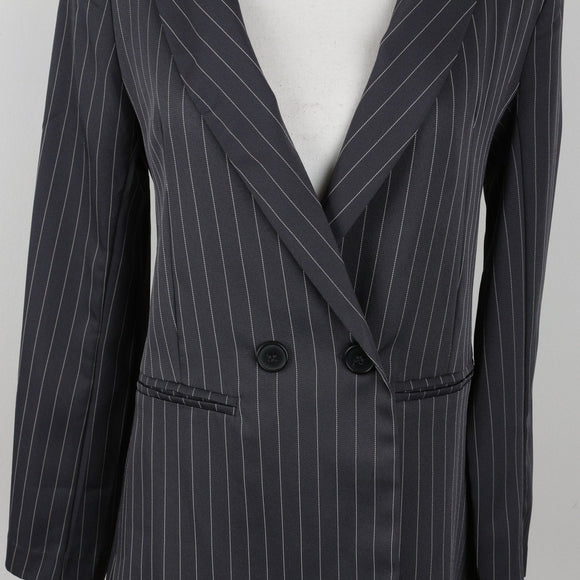 The Fix Grey & White Pinstripe Blazer | Size 6 – Secondhand