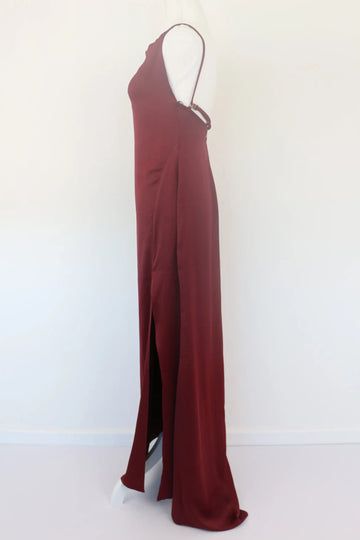 Maroon Satin Open-Back Slip Dress | Sizes S & M | Brand New - 0
