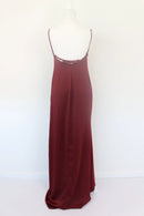 Maroon satin slip dress with open back-3