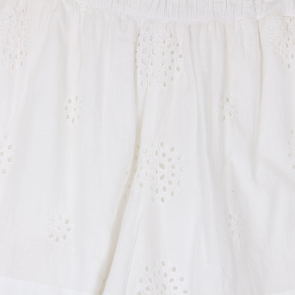 White Broderie Anglaise Shorts | Elastic Waist | Size M