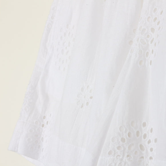 White Broderie Anglaise Shorts | Elastic Waist | Size M
