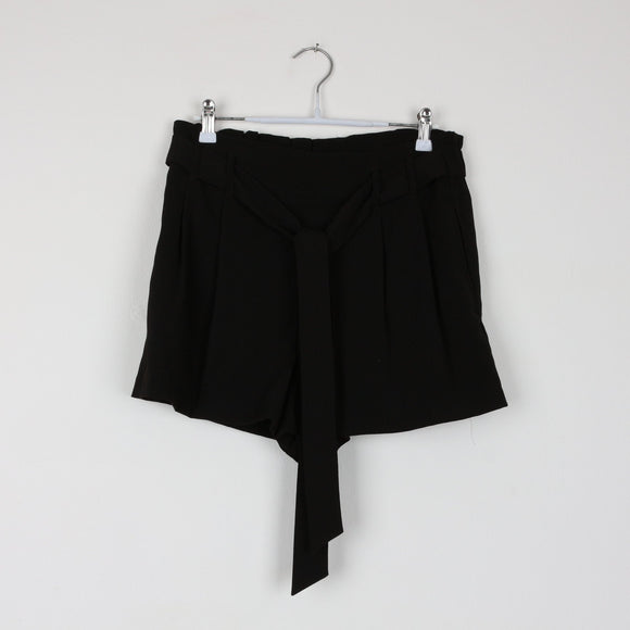 Zara Black Paper-Bag Waist Mini Shorts | Tie Belt | Size M