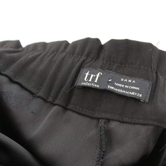 Zara Black Paper-Bag Waist Mini Shorts | Tie Belt | Size M