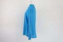 Blue long sleeve 100% linen blouse-3