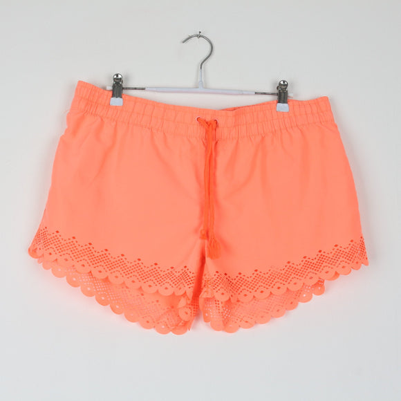 Woolworths Coral Shorts | Scalloped Eyelet Hem | Drawstring Waist | Size 14