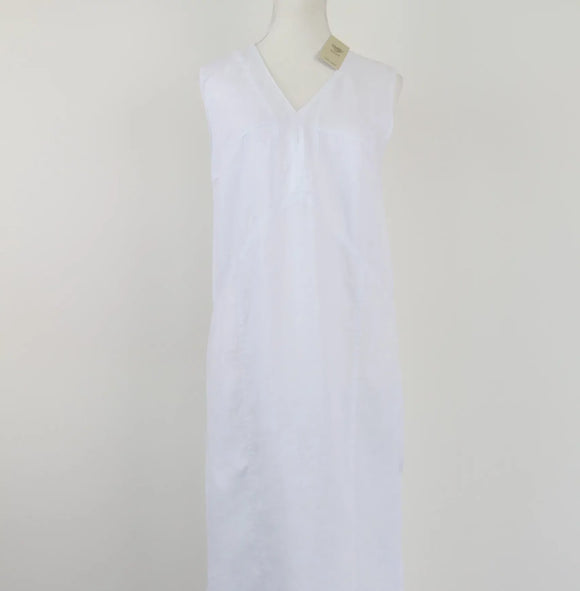White midi length 100% linen dress - XS