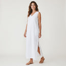 White 100% Linen Midi Dress | Size XS | Brand New-1
