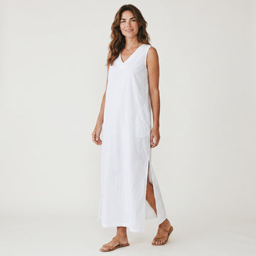 White 100% Linen Midi Dress | Size XS | Brand New