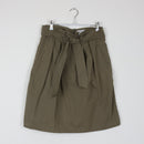 H&M Olive Green Pleated Midi Skirt | Self-Tie Belt | Size 12-1