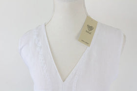 White midi length 100% linen dress - XS - 0
