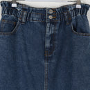 Denim Pencil Skirt | Paper-Bag Waist | Double Button | Mid Blue | Size 12-2