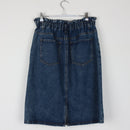 Denim Pencil Skirt | Paper-Bag Waist | Double Button | Mid Blue | Size 12-3