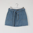 Light Blue Denim Shorts | Self-Tie Belt | Contrast Stitch | Waist 32-1