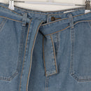 Light Blue Denim Shorts | Self-Tie Belt | Contrast Stitch | Waist 32-2