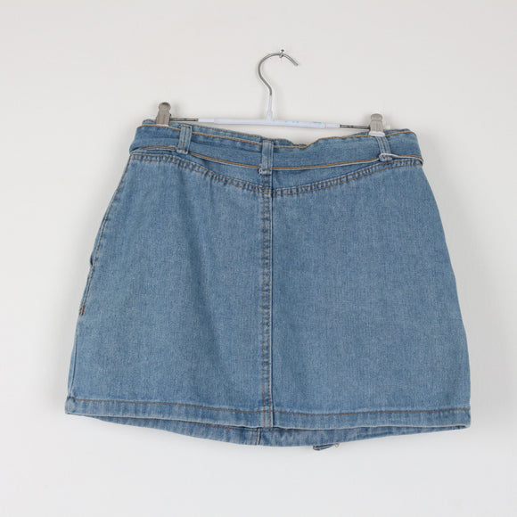 Light Blue Denim Shorts | Self-Tie Belt | Contrast Stitch | Waist 32