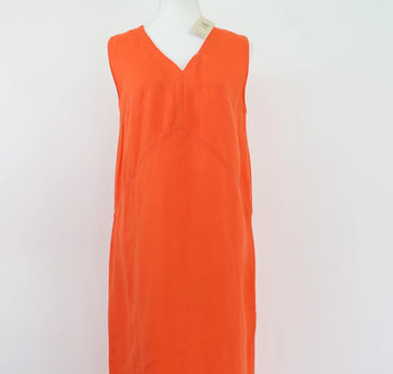 Orange 100% Linen Midi Dress | Size XS | Brand New