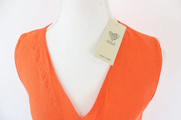 Orange 100% Linen Midi Dress | Size XS | Brand New - 0