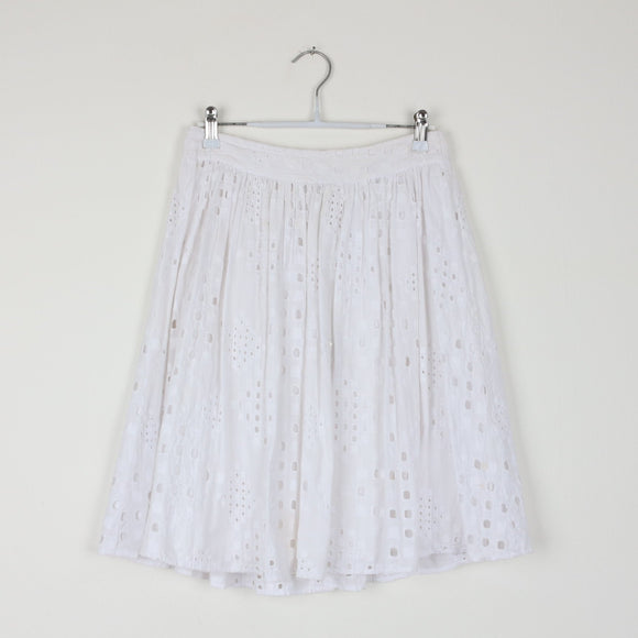 Woolworths White Broderie Anglaise Midi Skirt | Gathered Waist | Size 6