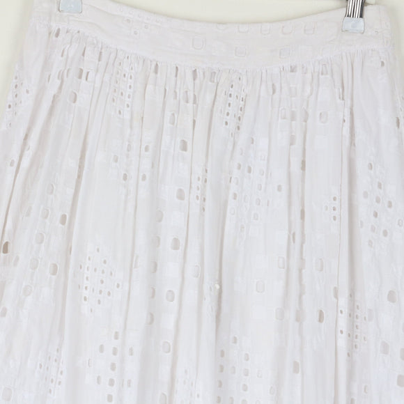 Woolworths White Broderie Anglaise Midi Skirt | Gathered Waist | Size 6