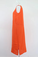 Orange midi 100% linen dress - XS-3