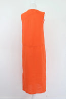 Orange midi 100% linen dress - XS-4