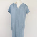 Light blue linen dress - seam running straight down the center-1