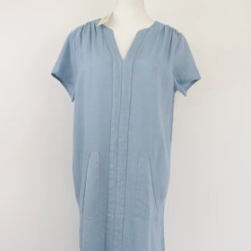 Light blue linen dress - seam running straight down the center