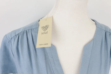 Light Blue Linen Center-Seam Dress | Brand New - 0