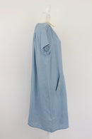Light blue linen dress - seam running straight down the center-5