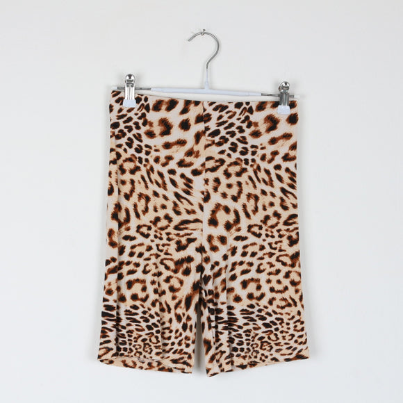 RVCA Leopard Print Ribbed Bike Shorts | Elasticated Waist | Size S