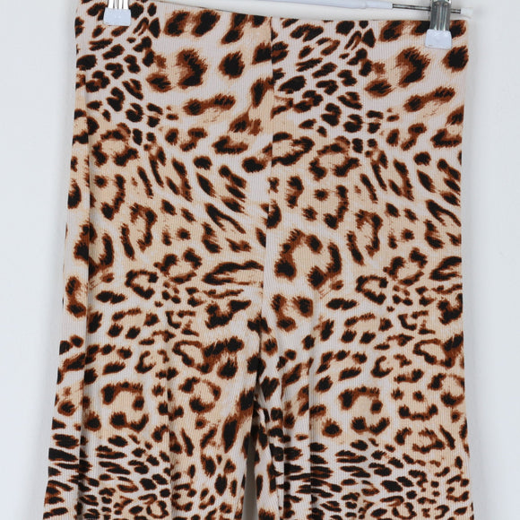 RVCA Leopard Print Ribbed Bike Shorts | Elasticated Waist | Size S