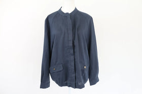 Navy blue 100% linen bomber jacket