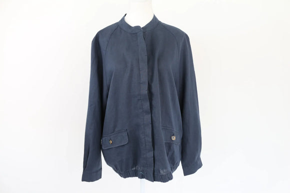 Navy blue 100% linen bomber jacket
