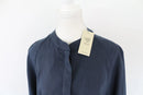Navy blue 100% linen bomber jacket-2
