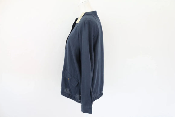 Navy blue 100% linen bomber jacket