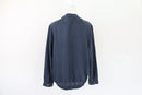Navy blue 100% linen bomber jacket-4
