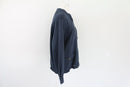 Navy blue 100% linen bomber jacket-5