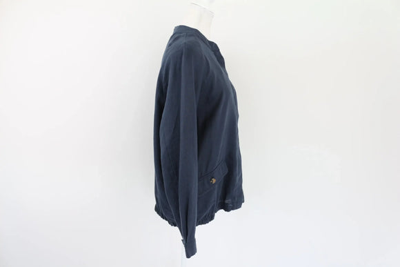 Navy blue 100% linen bomber jacket