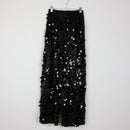 Black Wide-Leg Sequin Trousers | Coin Disc Embellishment | Party | Size M-6