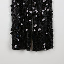 Black Wide-Leg Sequin Trousers | Coin Disc Embellishment | Party | Size M-4