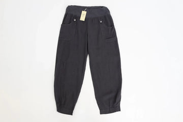 Charcoal 100% Linen Cuffed-Leg Pants | Sizes XS & M | Brand New