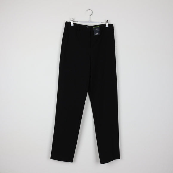 M&S Collection Black Straight Leg Trousers | Two-Way Stretch | Mid Rise | Size 12