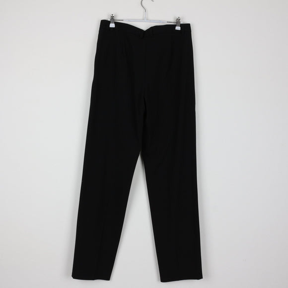 M&S Collection Black Straight Leg Trousers | Two-Way Stretch | Mid Rise | Size 12