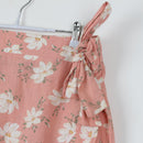 Dusty Pink Floral Wrap Mini Skirt | Side Bow Tie | Ruffle Hem | Size L-3