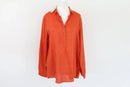Orange 100% linen long sleeve blouse-1