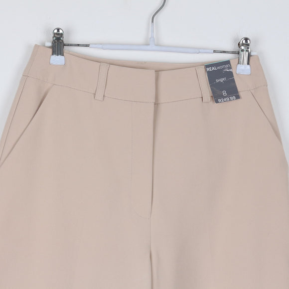 Real Woman Cream Wide-Leg Bermuda Shorts | High Waist | Tailored | Brand New | Size 8