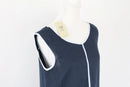 Navy and white 100% linen dress-2